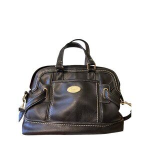 B.O.C Black Faux Leather Satchel Bag With Adjustable Strap & Multiple Pockets